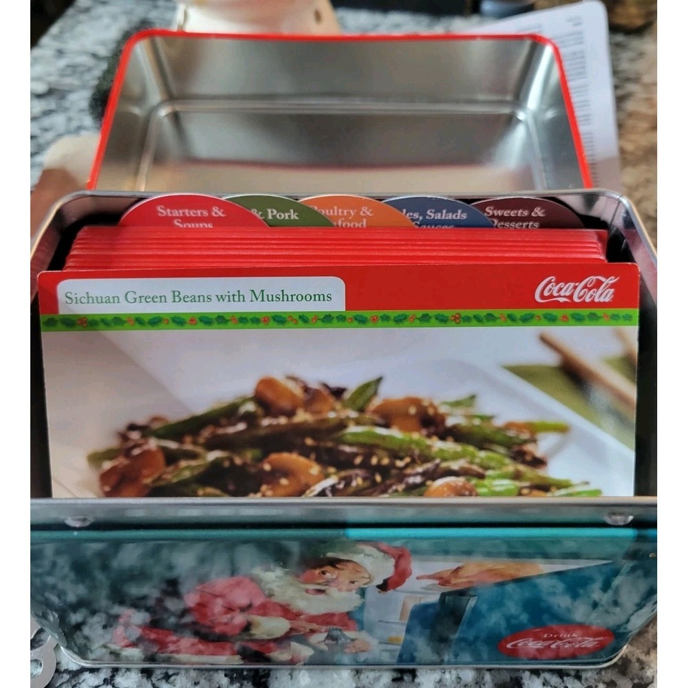 Coca Cola Recipe‎ Card Box Tin Santa Christmas Holiday Cooking